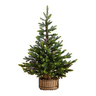 nearly natural 3-ft. Artificial Balsam Fir Christmas Tree with Pine Cones & Planter