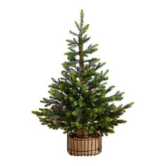 nearly natural 3-ft. Artificial Balsam Fir Christmas Tree with Pine Cones & Planter