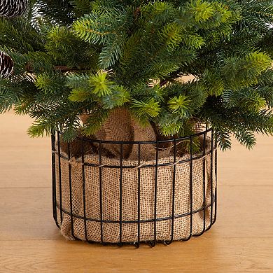 nearly natural 3-ft. Artificial Balsam Fir Christmas Tree with Pine Cones & Planter