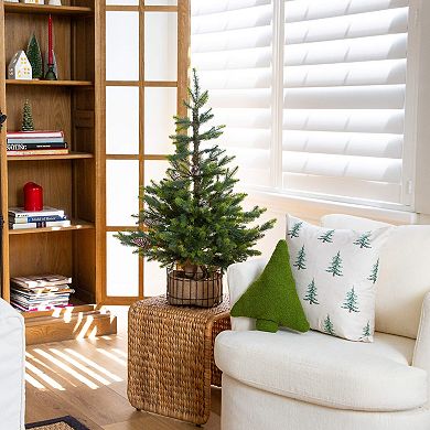 nearly natural 3-ft. Artificial Balsam Fir Christmas Tree with Pine Cones & Planter