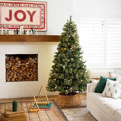 nearly natural 7.5-ft. Pre-Lit Artificial Christmas Tree with 450 LED Globe Bulbs