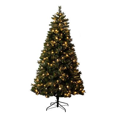 nearly natural 7.5-ft. Pre-Lit Artificial Christmas Tree with 450 LED Globe Bulbs