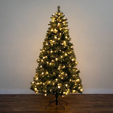 nearly natural 7.5-ft. Pre-Lit Artificial Christmas Tree with 450 LED Globe Bulbs