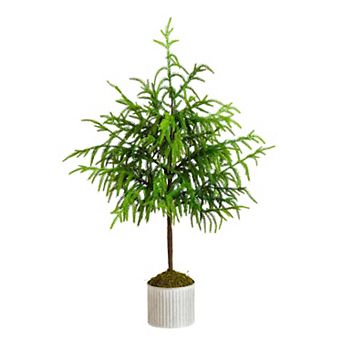 nearly natural 3-ft. Artificial Real Touch Norfolk Island Pine in Metal Tin Planter