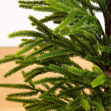 nearly natural 32-Inch Artificial Real Touch Norfolk Island Pine in Christmas Planter