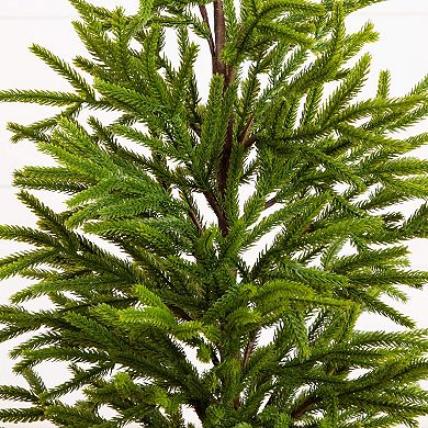 nearly natural 32-Inch Artificial Real Touch Norfolk Island Pine in Christmas Planter