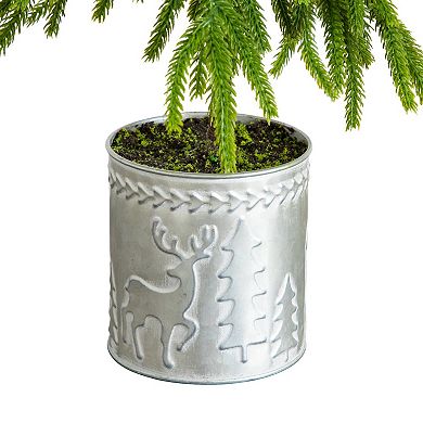 nearly natural 20-Inch Artificial Real Touch Norfolk Island Pine in Christmas Planter