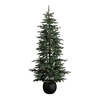 nearly natural 6-ft. Pre-Lit Artificial Pine Christmas Tree in Decorative Planter
