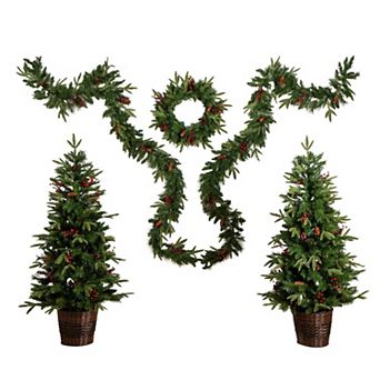 nearly natural Pre-Lit Artificial Christmas 5 pc Bundle with Pinecones & Berries