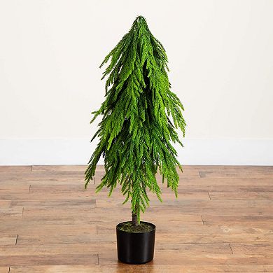 nearly natural 3-ft. Artificial Real Touch Down Swept Norfolk Pine Tree