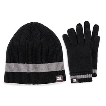 Men's MUK LUKS Ribbed Beanie & Gloves Set