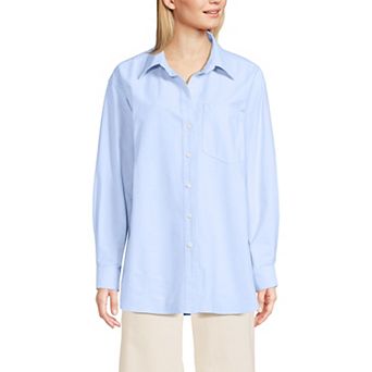 Women's Lands' End Oversized Oxford Button Front Shirt