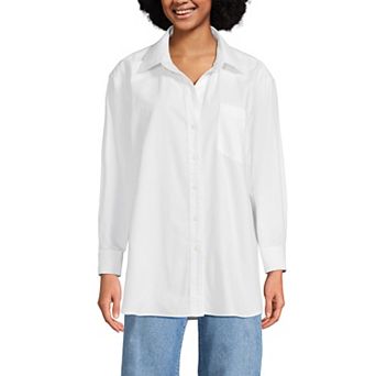 Women's Lands' End Oversized Oxford Button Front Shirt