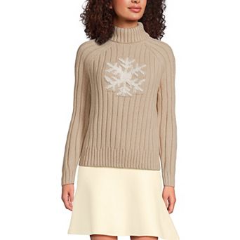 Women's Lands' End Cozy Lofty Placed Jacquard Turtleneck Sweater