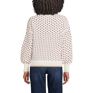 Women's Lands' End Drifter All Over Jacquard Jersey Crew Neck Sweater