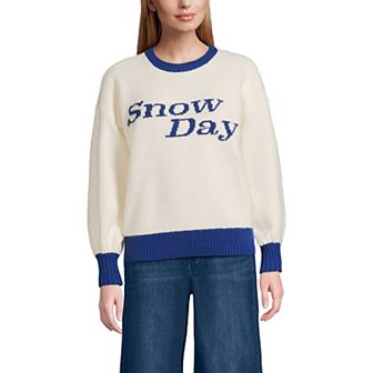 Women's Lands' End Ultrasoft Placed Jacquard Jersey Crew Neck Sweater