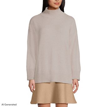 Women's Lands' End Split Hem Turtleneck Sweater