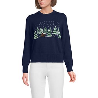 Women's Lands' End Drifter Modern Jacquard Crew Neck Sweater