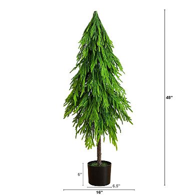 nearly natural 4-ft. Artificial Real Touch Down Swept Norfolk Pine Tree