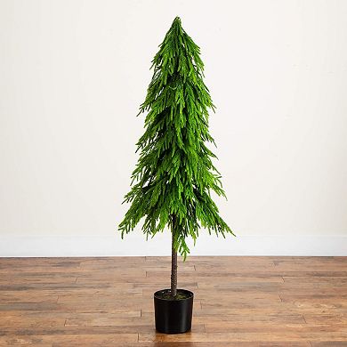 nearly natural 5-ft. Artificial Real Touch Down Swept Norfolk Pine Tree