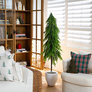 nearly natural 5-ft. Artificial Real Touch Down Swept Norfolk Pine Tree