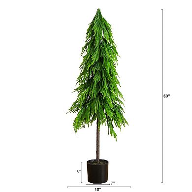 nearly natural 5-ft. Artificial Real Touch Down Swept Norfolk Pine Tree