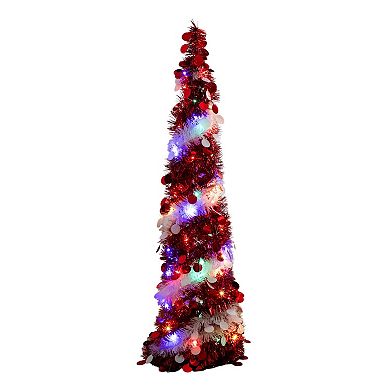 Nearly Natural 4-ft. Pre-Lit Artificial Tinsel Christmas Tree with 50 LED Lights
