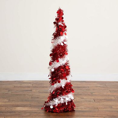 Nearly Natural 4-ft. Pre-Lit Artificial Tinsel Christmas Tree with 50 LED Lights