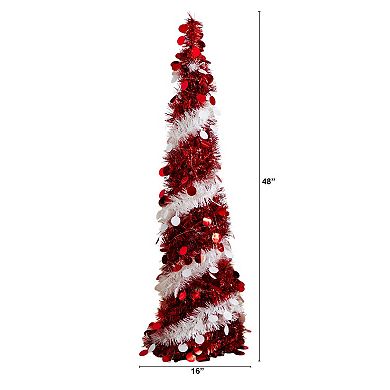 Nearly Natural 4-ft. Pre-Lit Artificial Tinsel Christmas Tree with 50 LED Lights