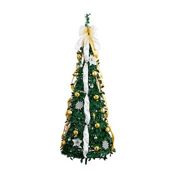 nearly natural 5-ft. Pre-Lit Artificial Christmas Tree with Ornaments & Ribbons