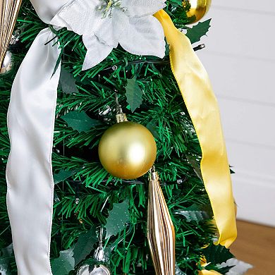 Nearly Natural 5-ft. Pre-Lit Artificial Christmas Tree with Ornaments & Ribbons