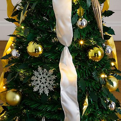 Nearly Natural 5-ft. Pre-Lit Artificial Christmas Tree with Ornaments & Ribbons