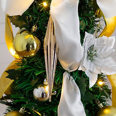 Nearly Natural 5-ft. Pre-Lit Artificial Christmas Tree with Ornaments & Ribbons