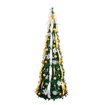 nearly natural 6-ft. Pre-Lit Artificial Christmas Tree with Ornaments & Ribbons