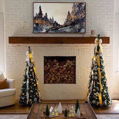 nearly natural 6-ft. Pre-Lit Artificial Christmas Tree with Ornaments & Ribbons