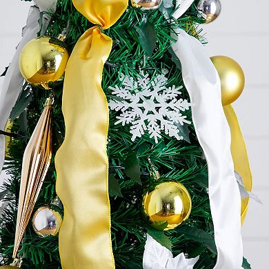 nearly natural 6-ft. Pre-Lit Artificial Christmas Tree with Ornaments & Ribbons