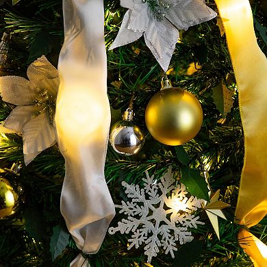 nearly natural 6-ft. Pre-Lit Artificial Christmas Tree with Ornaments & Ribbons