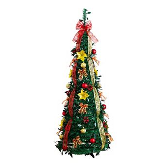 nearly natural 5-ft. Pre-Lit Artificial Christmas Tree with Ornaments & Ribbons
