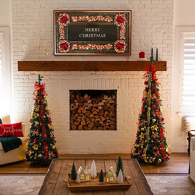 nearly natural 5-ft. Pre-Lit Artificial Christmas Tree with Ornaments & Ribbons