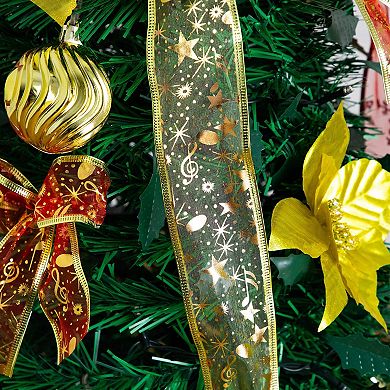 nearly natural 5-ft. Pre-Lit Artificial Christmas Tree with Ornaments & Ribbons