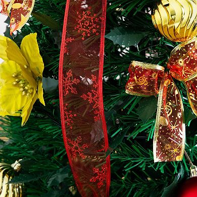 nearly natural 5-ft. Pre-Lit Artificial Christmas Tree with Ornaments & Ribbons