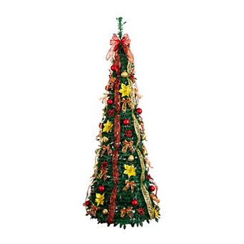 nearly natural 6-ft. Pre-Lit Artificial Christmas Tree with Ornaments & Ribbons