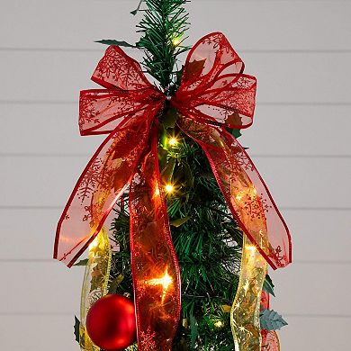 nearly natural 6-ft. Pre-Lit Artificial Christmas Tree with Ornaments & Ribbons