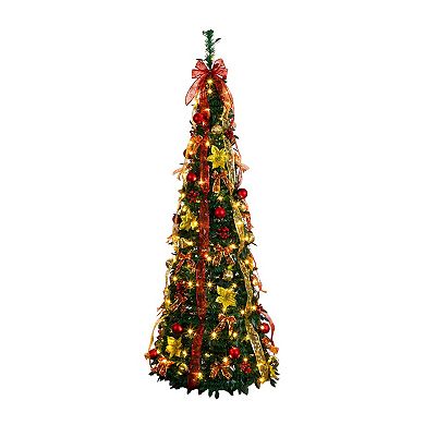 nearly natural 6-ft. Pre-Lit Artificial Christmas Tree with Ornaments & Ribbons