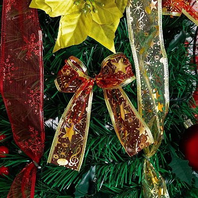 nearly natural 6-ft. Pre-Lit Artificial Christmas Tree with Ornaments & Ribbons