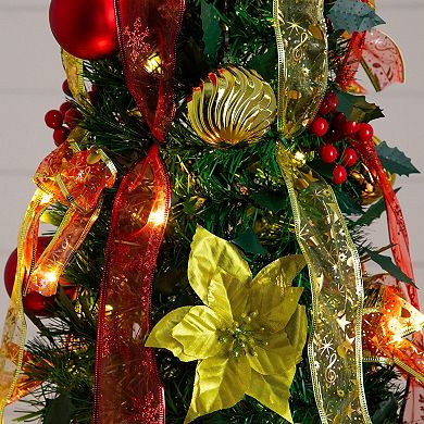 nearly natural 6-ft. Pre-Lit Artificial Christmas Tree with Ornaments & Ribbons
