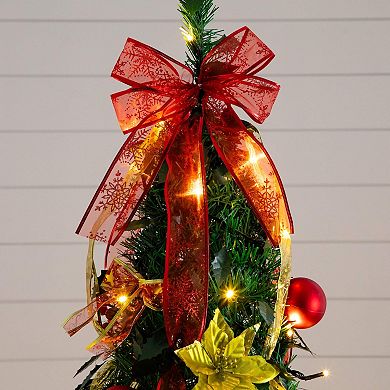 Nearly Natural 7-ft. Pre-Lit Artificial Christmas Tree with Ornaments & Ribbons