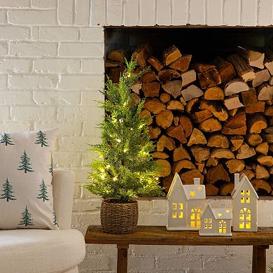 Nearly Natural 32-in. Pre-Lit Artificial Lightly Snowed Cypress Christmas Tree