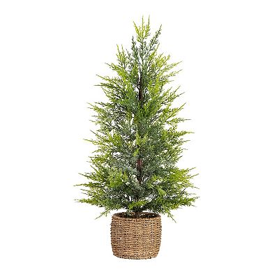 Nearly Natural 32-in. Pre-Lit Artificial Lightly Snowed Cypress Christmas Tree