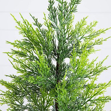 Nearly Natural 32-in. Pre-Lit Artificial Lightly Snowed Cypress Christmas Tree